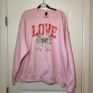 Pink Love Crewneck with Bow Graphic Size 2XL